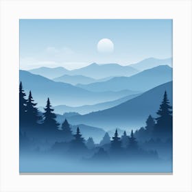 Misty mountains background in blue tone 7 Canvas Print