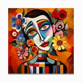 Woman With Flowers 3 Canvas Print