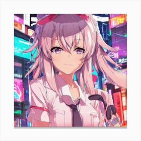 Anime Girl With Pink Hair Canvas Print