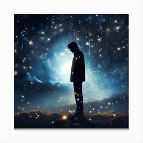 Silhouette Of A Man In Space Canvas Print