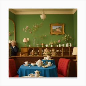 David Hockney Style. British Tea Room Series 10 Canvas Print