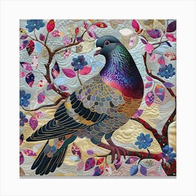 Patchwork Quilted Pigeon 1 Canvas Print