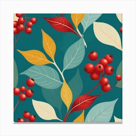 Autumn Leaves And Berries Canvas Print