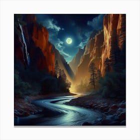 River At Night Canvas Print