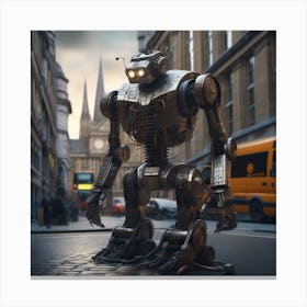 Robot In The City 90 Canvas Print