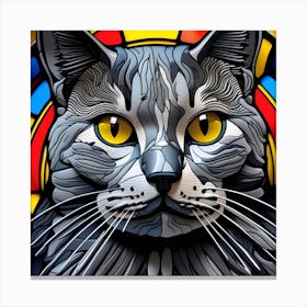 Cat, Pop Art 3D stained glass cat superhero limited edition 54/60 Canvas Print