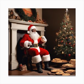 Santa Claus Eating Cookies 16 Canvas Print