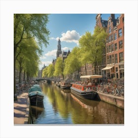 Amsterdam canal at dawn Canvas Print