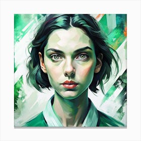 Girl In A Green Shirt Canvas Print