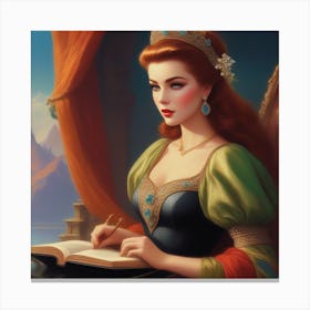 Princess Reading A Book 1 Canvas Print