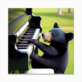 Bear Playing Piano Canvas Print
