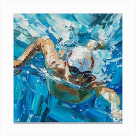 A Swimmer In A Pool Oil Painting Illustration 1718672375 1 Canvas Print