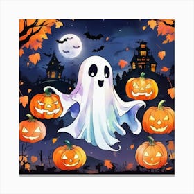 Ghost In The Pumpkin Patch Canvas Print