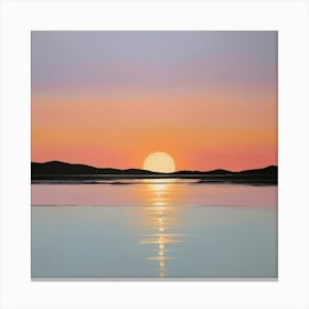 Sunset Over The Water Paintings Art Print Canvas Print