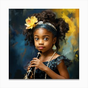 Little Girl Playing Clarinet Canvas Print