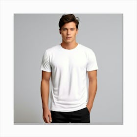 Mock Up Tshirt Blank Plain Cotton Unprinted Simple Minimalist Canvas Customizable Basic Canvas Print