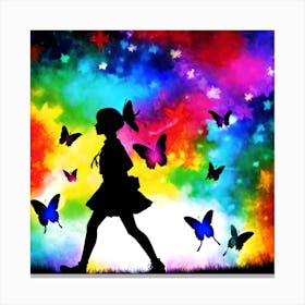 Girl With Butterflies 5 Canvas Print