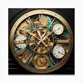 Intertwining Clock Face Currency Symbols And Heart Shapes Crafting A Complex Yet Harmonious Visual Canvas Print