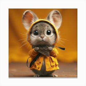 Cute Mouse In A Raincoat Canvas Print