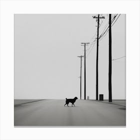 Dog On The Road Canvas Print