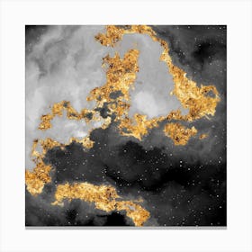 100 Nebulas in Space with Stars Abstract in Black and Gold n.032 Canvas Print