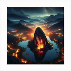 Mountain In Flames Canvas Print