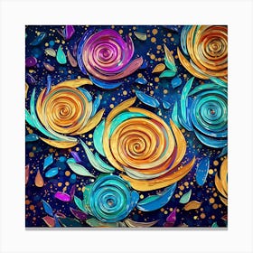 Abstract Roses On A Blue Background Canvas Print