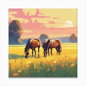 Horses In The Meadow 7 Canvas Print