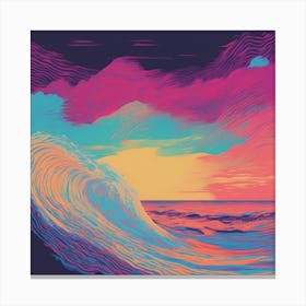 Minimalism Masterpiece, Trace In The Waves To Infinity + Fine Layered Texture + Complementary Cmyk C (23) Canvas Print