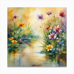 Flowers By The Water Canvas Print