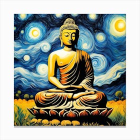 Buddha Painting and Starry night enigmatic Canvas Print