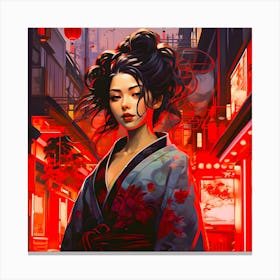 Red Geisha 1 Canvas Print