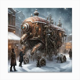 Steampunk in winter Canvas Print