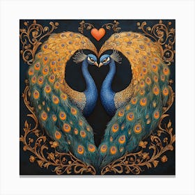 Peacocks In Love 1 Canvas Print