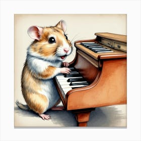 Hamster Playing Piano 8 Canvas Print