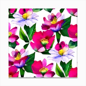 Watercolor Flowers Seamless Pattern 1 Canvas Print