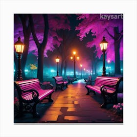 Park At Night Canvas Print