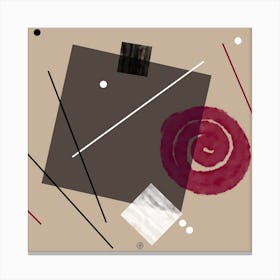 Decadence 1 - abstract art composition beige black white brown geometry modern minimal contemporary square Canvas Print