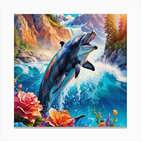 Dolphin In The Water 1 Canvas Print