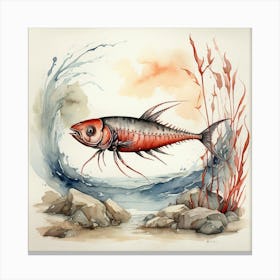 Northern Krill Vintage Graphic Watercolour Art Print 0 Canvas Print