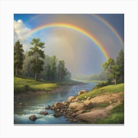 Rainbow Over The River Art Print 3 Canvas Print