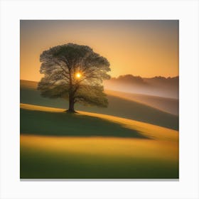 Lone Tree At Sunrise Canvas Print