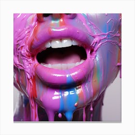 Dripping Paint Colorful Lips. Lust concept Canvas Print