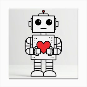 Robot With Heart Canvas Print