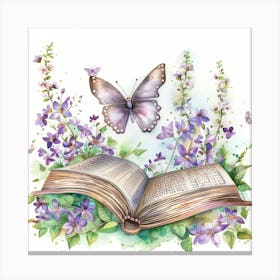 Open Book With Butterfly Canvas Print