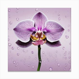 Orchid Flower With Water Droplets Canvas Print