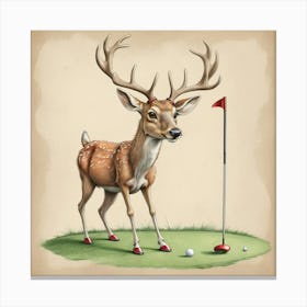 Deer On Golf Course 1 Canvas Print