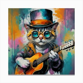 Cat Playing Guitar Canvas Print