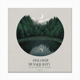 Tranquil Silence: Serene Forest Lake with Moonlit Reflections 2 Canvas Print