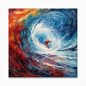 Surfer In A Wave Canvas Print